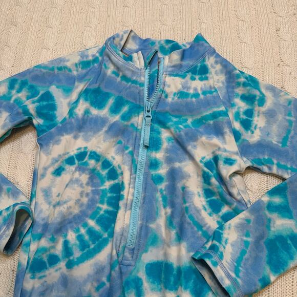 Crewcuts Girls Zip-up Rash Guard One-piece Swimsuit UPF 50 fabric Tie Dye Sz 4-5 - Picture 3 of 7